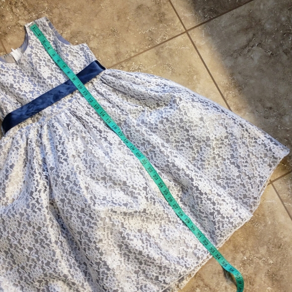 Girl's Cinderella Couture Silver Blue Lace Sleeveless Formal Dress Size 10 - Picture 8 of 12
